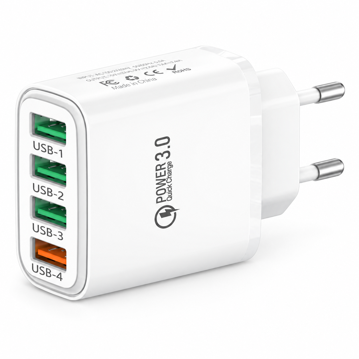 Сетевое зарядное устройство Power 3.0 с 4 USB-портами (2,4 А)П