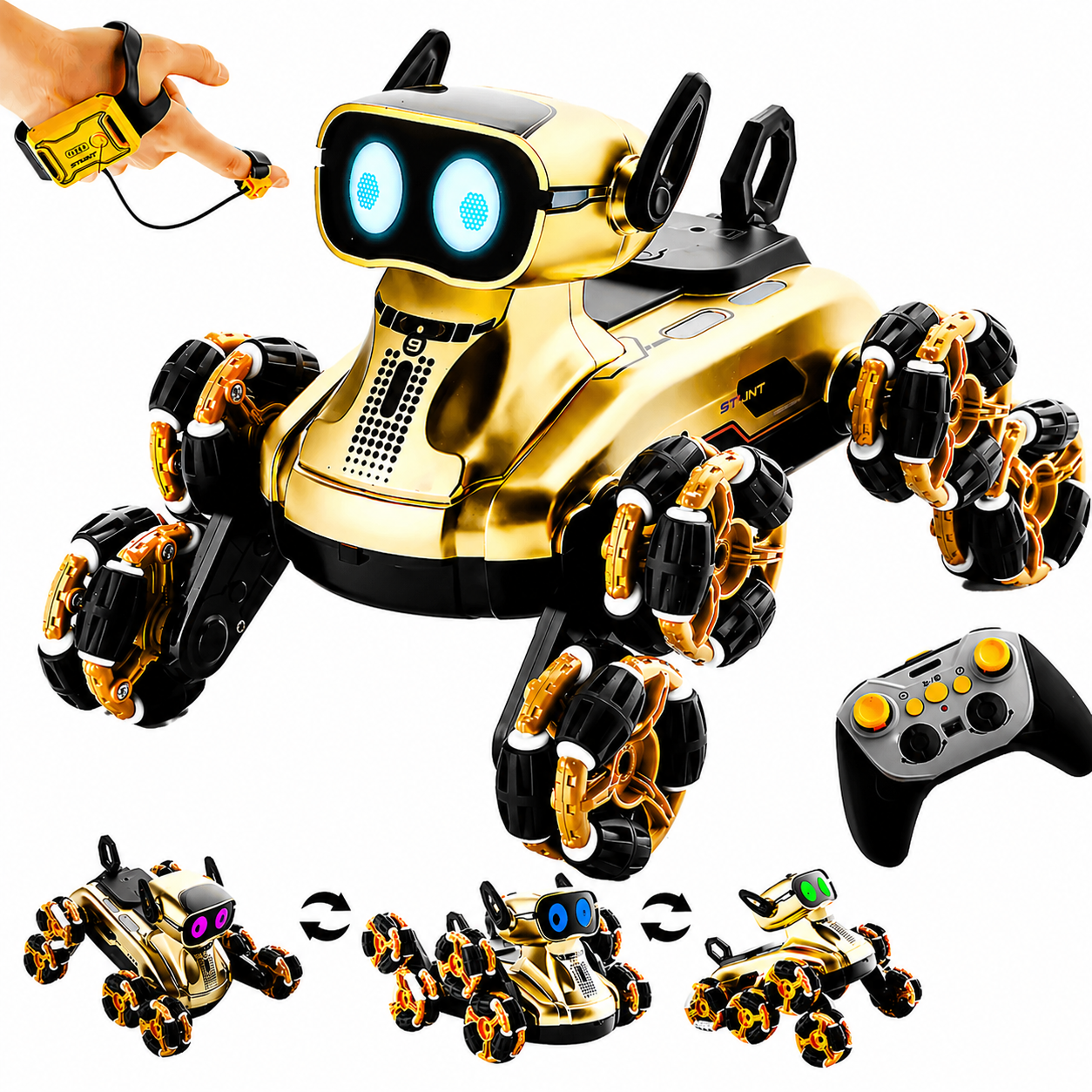 Радиоуправляемый робот-собака Stunt Robot Dog Gold  с 2 пультамиП