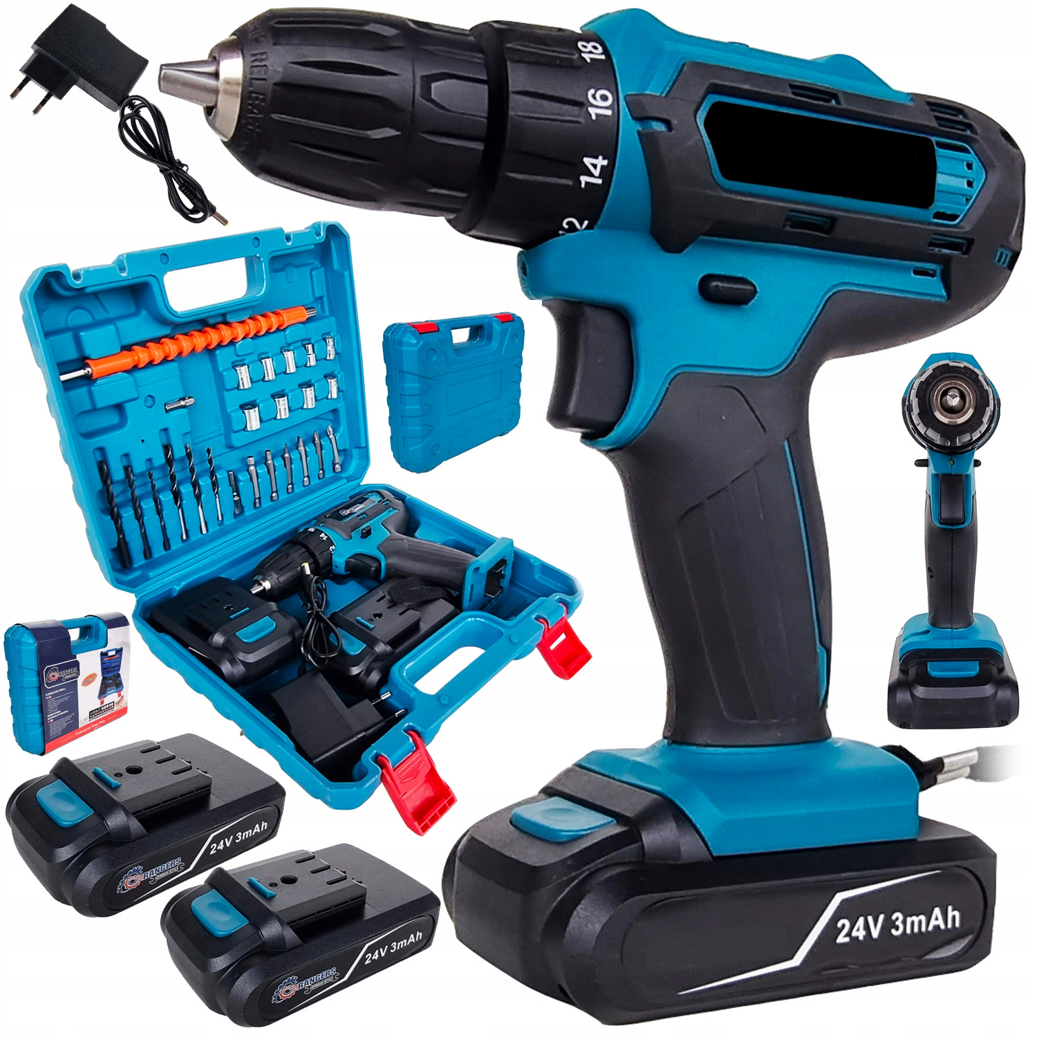Акумуляторний шуруповерт 21v (2 АКБ, 28 предметів)П